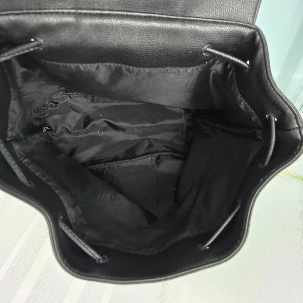Victoria's Secret Black Faux Leather Backpack w/Handle & Straps
